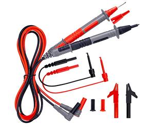 KAIWEETS KET01 Multimeter Test Leads Kit, 8 Pieces Test Lead with Alligator Clips, Needle Probe, Mini-Hooks, Replaceable Test Probes Kit for Digital Multimeter & Clamp Meter