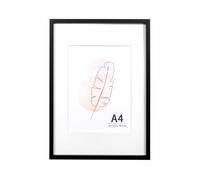 KAIWIN A4 Picture Frame Black, Wooden Poster Frame suitable for 6x8 with mat, 21X29.7 cm Picture Frames for Tabletop and Wall Mounting Display for Home, Office,Gallery,Holiday