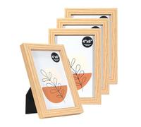 KAIWIN Oak 6x4 Inch Picture Frames Set of 4, with Acrylic Glass for Table Top Display and Wall Mounting Photo Frame