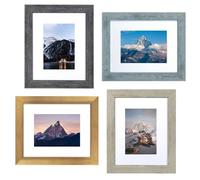 KAIWIN Premium 8x10 Picture Frames Set of 4, Rustic Photo Frame 5x7 with Mat, Multicolor Frames Great for Gift, Wall Mounting & Tabletop Display