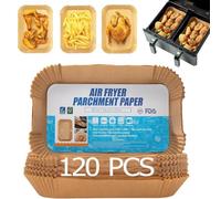 Kaiwuqn 120 pcs Baking Paper for Ninja AF300EU AF400EU Dual Zone Air Fryer, Air Fryer Accessories, Non-Stick, Heat Resistant, Microwave & Oven Safe