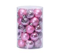 KaixinRoom 34 pcs Christmas Tree Baubles Ornaments Shatterproof Hanging Baubles Penants for Holiday Wedding Party Decoration (Pink, 40mm)