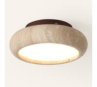 kaixunl 20cm 700lm 7W Japanese LED Ceiling Lighting Wabi-Sabi Style Ceiling Lamp Yellow Travertine Lamps Semi Flush Round Light Fittings Warm Lights Suitable for Bedroom Dining Room Kitchen Hallway