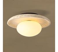 kaixunl 7W 9.8 Inch Japanese Wabi-sabi Style Yellow Natural Stone Marble Ceiling Light, Nordic Round Wood&Natural Travertine Ceiling Lamp, Hallway Ceiling Lighting for Kitchen Balcony Bathroom