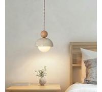 kaixunl Japanese Wabi-Sabi Yellow Travertine Pendant Lamp Natural Stone Shade Light with Wood Hanging Light G9 Nordic Mini Lighting for Kitchen Island Dining Room