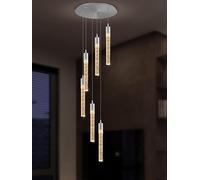 kaixunl Modern Chrome Crystal Ceiling Light 6-Light Crystal Bubble Column Chandelier for Living Room Dinning Room 70'' Long Loft Pendant Lighting Led Dimmable 2700K 4500K 6000K