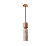 kaixunl Wabi-sabi Pendant Light Natural Yellow Travertine Wood Hanging Lights Height Adjustable Ceiling Lights Modern Cylinder Ceiling Light for Bedroom Dining Room Kitchen Hallway Natural Wood Base
