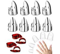 KAIY 17Pcs Guitar Finger Picks Kit Steel Adjustable for Banjo Stylish Style | 5 Sizes Silicone Fingertip Protectors, Adjustable Steel Picks for Acoustic Guitar, Bluegrass, Fingerstyle Players & Beginners