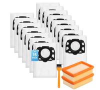 Kaiyaner Vacuum Cleaner Bags for Kärcher WD4 WD5 WD6 WD5P WD6P MV4 MV5 MV6 KFI 487 with 2 Filters KFI 4410 Vacuum Cleaner Wet Dry Vacuum Cleaner Bag Accessories Replacement Parts 2.863-006.0 and