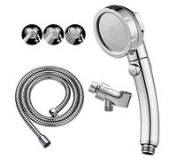 KAIYING Chrome High Pressure Handheld Shower Head with ON/Off Pause Switch, 3 Spray Modes Shower Wand with Shut Off Button, Removable Camper Shower Head with Hose and Adjustable Angle Bracket