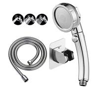 KAIYING Drill-Free High Pressure Shower Head with Hose & ON/Off Pause Switch 3 Spray Modes Water Saving Powerful Handheld Shower Heads that Increase Water Pressure (Shower Head (Chrome)+Bracket+Hose)