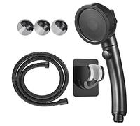 KAIYING Drill-Free High Pressure Shower Head with Hose & ON/Off Pause Switch 3 Spray Modes Water Saving Powerful Handheld Shower Heads that Increase Water Pressure (Shower Head (Black)+Bracket+Hose)