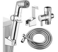KAIYING Handheld Bidet Sprayer for Toilet, Baby Cloth Diaper Sprayer, Bathroom Muslim Shower Toilet Sprayer Attachment with Hose, Support Wall or Toilet Mount (Chrome)