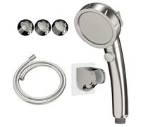 KAIYING Handheld Shower Head High Pressure No Drilling with Pause On/Off Switch, 3 Spray Modes, Shower Head(Brushed Nickel) + Bracket + Hose