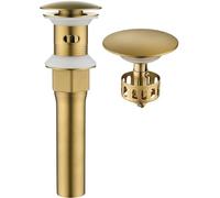 KAIYING Pop Up Drain, Bathroom Sink Drain Stopper with Overflow, Vessel Sink Drain Assembly with Detachable Basket Stopper, Anti-Explosion and Anti-Clogging Drain Strainer (Brushed Brass)