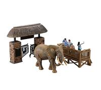 Kaiyodo Art PLA AP010 Tourist and African Elephant Set, 1/35 Scale, Unpainted Unassembled Plastic Model Kit, Molded Color