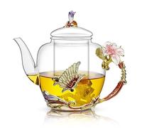 Kaiyuan Dynasty 1300ml Pink Lily Teapot with Removable Infuser and Strainer Gift for Tea Lovers