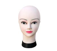 KAIYUEMAOYI Female Manicure PVC Makeup Mannequin Head with Eyelashes, Lips, And Base for Displaying, Hats, And Scarves, Suitable for Salons, Pink