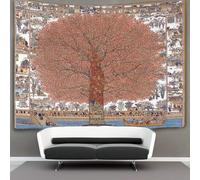 kaiyun 130cmx150cm Tapestry A Huge Red Maple Tree, An Ancient Chinese Building Tapestries 3D Printing Wall Hanging Home Decorations