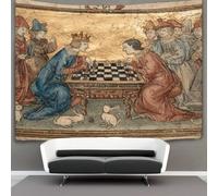 kaiyun 130cmx150cm Tapestry Medieval Illuminated Manuscript Tapestries Scene with Two Noble Figures Playing Chess 3D Printing Wall Hanging Home Decorations
