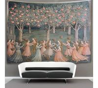 kaiyun 130cmx150cm Tapestry Medieval Style Tapestries Dancing Girl in A Beautiful Garden Pink Heart 3D Printing Wall Hanging Home Decorations