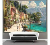 kaiyun 150cmx200cm Tapestry Colorful Lakeside Villages in Southern Switzerland Tapestries 3D Printing Wall Hanging Home Decorations