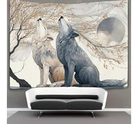 kaiyun 150cmx200cm Tapestry Two Wolves Sitting Under A Willow Tree Tapestries 3D Printing Wall Hanging Home Decorations