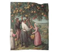 kaiyun 1600s Style, A Family of Four Picking Fruit from A Tree Blanket - Versatile Warm Bedding Soft And Comfortable Travel Bed Throws And Patchwork Quilts 50x60inch(127x152cm)