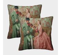 kaiyun 2 Pack 16th Century Musician Pillow Case Home Decoration Sofa Playing Violin for The Princess Cushion Cover 40x40cm