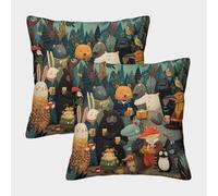 kaiyun 2 Pack 3D A Group of Different Animals Playing in The Forest Cushion 3D Soft Touch Pillowcase,sofa Chair Home Furnishings 45x45cm