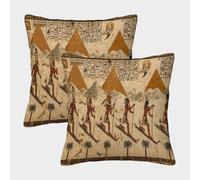 kaiyun 2 Pack 3D Ancient Egyptian Murals Cushion 3D Pyramids Dunes Snowboards Soft Touch Pillowcase,sofa Chair Home Furnishings 50x50cm