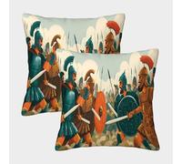 kaiyun 2 Pack 3D Cartoons of Ancient Armies Fighting Each Other Cushion 3D Soft Touch Pillowcase,sofa Chair Home Furnishings 45x45cm