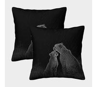 kaiyun 2 Pack 3D Cheetah And Cub Leopard in The Rain Theme Square Cushion Cover Decoration Scratch Board Style Pillow Cover Suitable for Home Sofa Bedroom Living Room 45x45cm