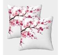 kaiyun 2 Pack 3D Cherry Blossom Cushion 3D Watercolor Style Soft Touch Pillowcase,sofa Chair Home Furnishings 50x50cm