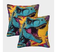 kaiyun 2 Pack 3D Dinosaur Bursts Out of The Wall Cushion 3D Soft Touch Pillowcase,sofa Chair Home Furnishings 50x50cm