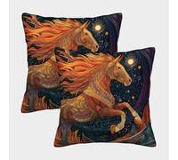 kaiyun 2 Pack 3D Horses, Galaxies, Native American Style Cushion 3D Soft Touch Pillowcase,sofa Chair Home Furnishings 40x40cm