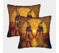 kaiyun 2 Pack 3D Isis And Osiris Facing The Sunrise over The Nile Theme Square Cushion Cover Decoration Pillow Cover Suitable for Home Sofa Bedroom Living Room 45x45cm