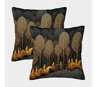 kaiyun 2 Pack 3D Medieval Golden Army Marched in The Dark Forest Theme Square Cushion Cover Decoration Pillow Cover Suitable for Home Sofa Bedroom Living Room 50x50cm