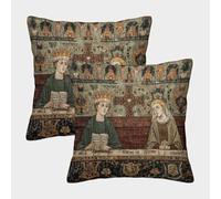 kaiyun 2 Pack 3D Medieval Manuscript Illustrations Theme Square Cushion Cover Decoration Pillow Cover Suitable for Home Sofa Bedroom Living Room 45x45cm