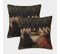 kaiyun 2 Pack 3D Medieval Style Cushion 3D Playing The Lute at A Banquet Soft Touch Pillowcase,sofa Chair Home Furnishings 50x50cm