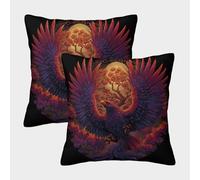 kaiyun 2 Pack 3D Phoenix Guards The Tree of Life Cushion 3D Soft Touch Pillowcase,sofa Chair Home Furnishings 50x50cm