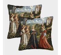 kaiyun 2 Pack 3D Renaissance Landscapes Cushion 3D Elegant Figures Gardens And Classical Architecture Soft Touch Pillowcase,sofa Chair Home Furnishings 50x50cm