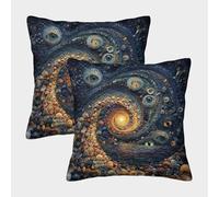 kaiyun 2 Pack 3D Spiral Eyes in The Starry Sky Cushion 3D Soft Touch Pillowcase,sofa Chair Home Furnishings 50x50cm