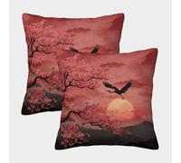 kaiyun 2 Pack 40x40cm Pillow Cases,Cherry Blossom Decorative 3D Printed Japanese Art Style Cushion Cover,sofa Bed Decorative Cushions