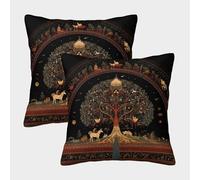 kaiyun 2 Pack 40x40cm Pillow Cases,Image of The Tree of Life in Indian Culture Decorative 3D Printed Cushion Cover,sofa Bed Decorative Cushions