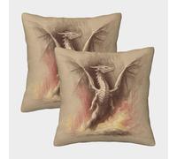 kaiyun 2 Pack 45x45cm Pillow Cases,A Giant Dragon Leaps Out of The Flames - Hand Drawn Illustration Style Decorative 3D Printed Cushion Cover,sofa Bed Decorative Cushions