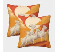kaiyun 2 Pack 45x45cm Pillow Cases,Four White Goats Standing on The Top of The Mountain in The Sun Decorative 3D Printed Cushion Cover,sofa Bed Decorative Cushions