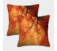 kaiyun 2 Pack 45x45cm Pillow Cases,Maple Tree Crown in Autumn with Bright Red And Orange Leaves Decorative 3D Printed Cushion Cover,sofa Bed Decorative Cushions