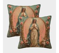 kaiyun 2 Pack 45x45cm Pillow Cases,Virgin Mary Prayer Decorative 3D Printed Religious Icon Style Cushion Cover,sofa Bed Decorative Cushions