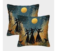 kaiyun 2 Pack 50x50cm Pillow Cases,Three Witches Danced in The Bright Moonlight Decorative 3D Printed Cushion Cover,sofa Bed Decorative Cushions